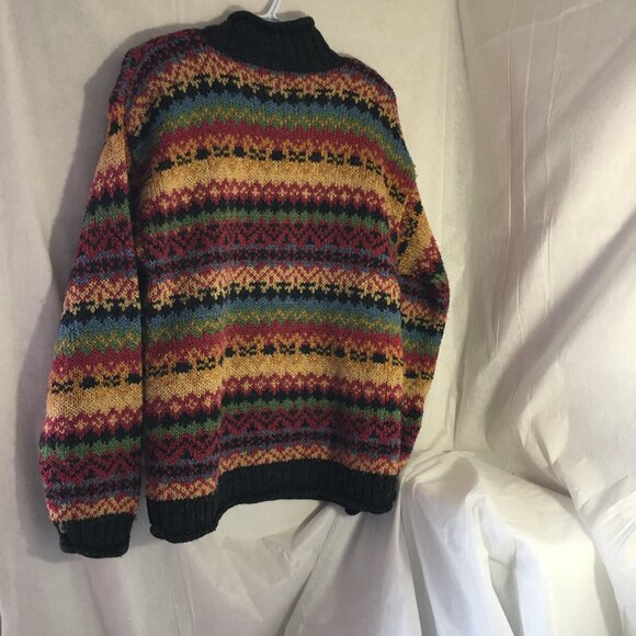 Woman Sweater FairIsle Knitted Logo Star UP Acrylic Wool Poly Ribbed High Collar - Picture 7 of 8